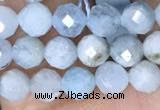 CTG1536 15.5 inches 4mm faceted round aquamarine beads wholesale