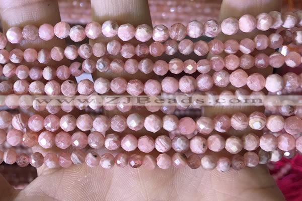 CTG1546 15.5 inches 4mm faceted round rhodochrosite beads wholesale