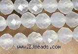 CTG1552 15.5 inches 4mm faceted round white agate beads wholesale