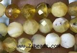 CTG1558 15.5 inches 4mm faceted round yellow opal beads