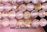 CTG1630 15.5 inches 3mm faceted round tiny golden rutilated quartz beads