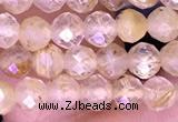 CTG1631 15.5 inches 4mm faceted round tiny golden rutilated quartz beads