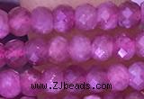 CTG1642 15.5 inches 3*4mm faceted rondelle tiny pink tourmaline beads