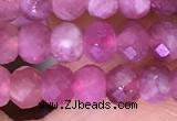 CTG1643 15.5 inches 3.5*5mm faceted rondelle tiny pink tourmaline beads