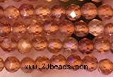 CTG1650 15.5 inches 3mm faceted round tiny orange garnet beads