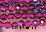 CTG1652 15.5 inches 3mm faceted round tiny red garnet beads