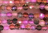 CTG1657 15.5 inches 2mm faceted round tiny tourmaline beads