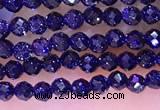 CTG1667 15.5 inches 3mm faceted round tiny blue goldstone beads