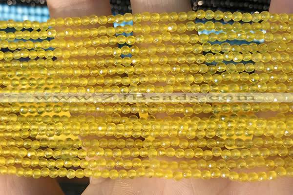 CTG2120 15 inches 2mm,3mm faceted round yellow agate gemstone beads