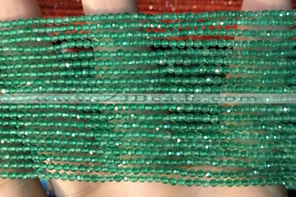 CTG2122 15 inches 2mm,3mm faceted round green agate gemstone beads