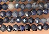 CTG2137 15 inches 2mm,3mm faceted round blue dumortierite beads