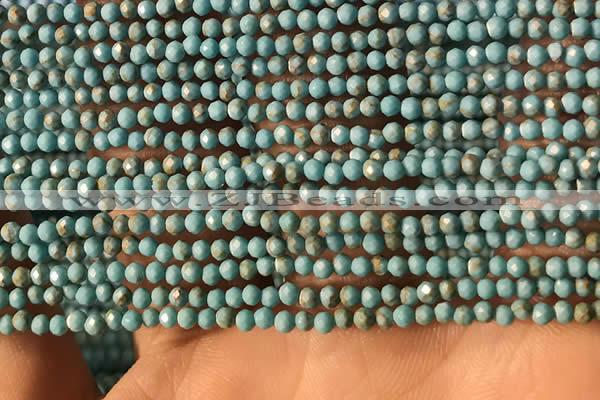 CTG2149 15 inches 2mm,3mm faceted round synthetic turquoise beads