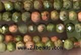 CTG2252 15 inches 2mm faceted round unakite gemstone beads