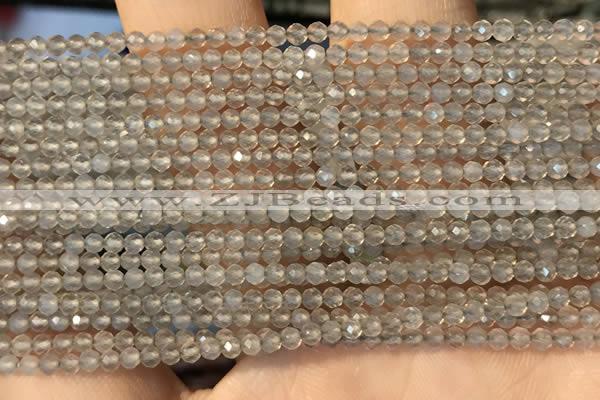 CTG2255 15 inches 2mm faceted round grey agate beads