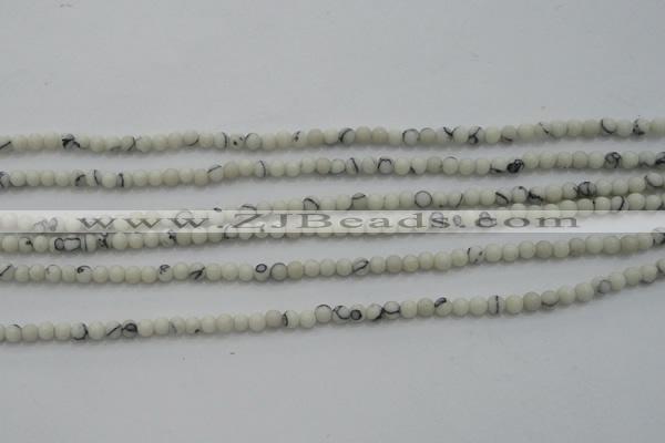 CTG250 15.5 inches 2mm round tiny white howlite turquoise beads