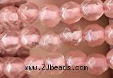 CTG2501 15.5 inches 4mm faceted round cherry quartz beads