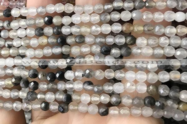 CTG2507 15.5 inches 4mm faceted round quartz beads wholesale