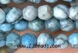 CTG2535 15.5 inches 4mm faceted round blue crazy lace agate beads