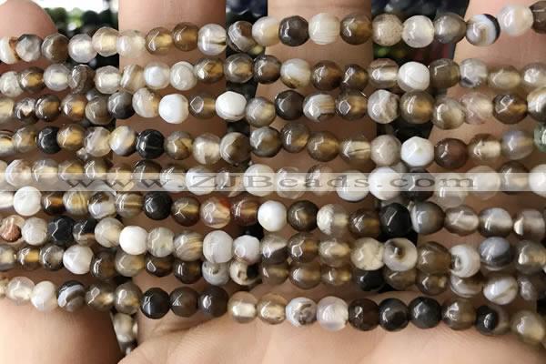 CTG2538 15.5 inches 4mm faceted round agate beads wholesale