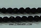 CTG30 15.5 inches 3mm faceted round black agate beads wholesale