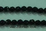 CTG31 15.5 inches 4mm faceted round black agate beads wholesale