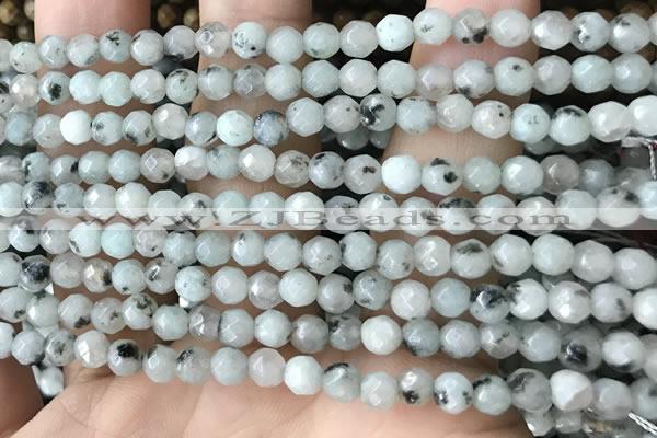 CTG3557 15.5 inches 4mm faceted round sesame jasper beads