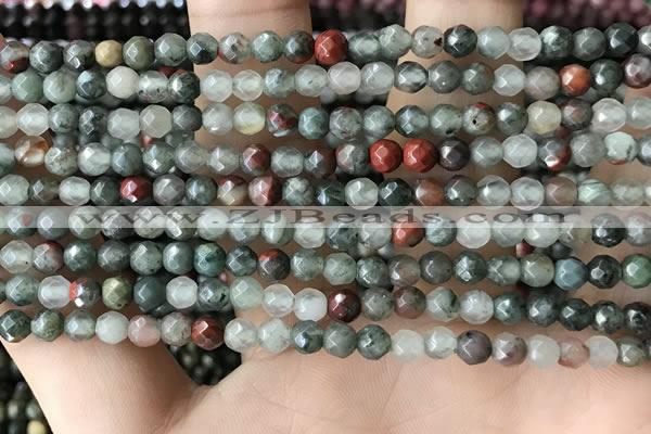 CTG3560 15.5 inches 4mm faceted round blood jasper beads