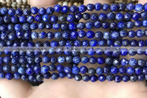 CTG3575 15.5 inches 4mm faceted round lapis lazuli beads