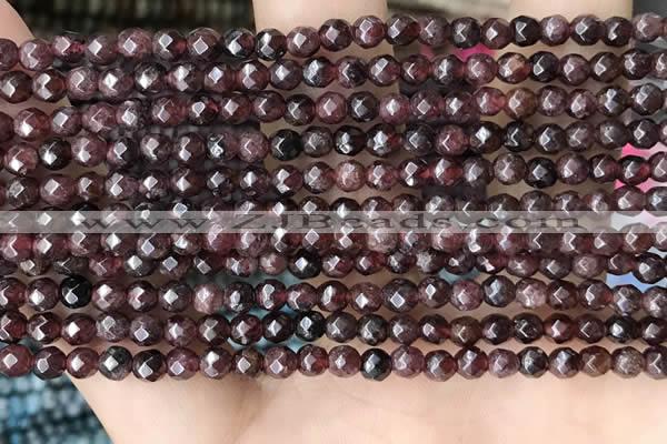 CTG3593 15.5 inches 4mm faceted round garnet beads wholesale