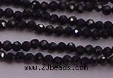 CTG501 15.5 inches 2mm faceted round tiny black spinel beads