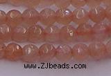 CTG507 15.5 inches 4mm faceted round tiny peach moonstone beads