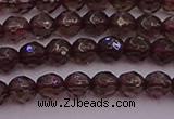 CTG511 15.5 inches 4mm faceted round tiny smoky quartz beads