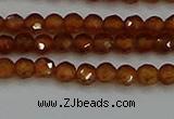 CTG554 15.5 inches 4mm faceted round tiny orange garnet beads