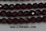 CTG556 15.5 inches 4mm faceted round tiny red garnet beads