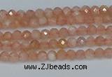 CTG607 15.5 inches 3mm faceted round peach moonstone beads