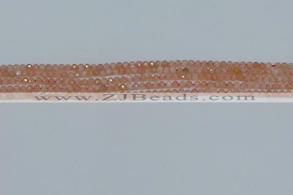 CTG607 15.5 inches 3mm faceted round peach moonstone beads