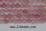 CTG626 15.5 inches 3mm faceted round strawberry quartz beads