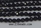 CTG644 15.5 inches 3mm faceted round black tourmaline beads