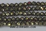 CTG646 15.5 inches 3mm faceted round golden pyrite beads