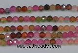 CTG651 15.5 inches 2mm faceted round tourmaline gemstone beads