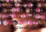 CTG724 15.5 inches 2mm faceted round tiny tourmaline beads