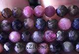 CTG726 15.5 inches 4mm faceted round tiny tourmaline beads