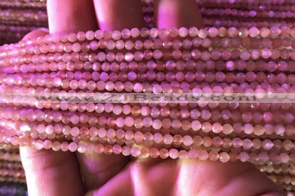 CTG737 15.5 inches 3mm faceted round tiny sunstone beads