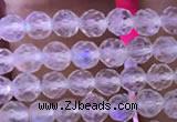 CTG835 15.5 inches 4mm faceted round tiny white moonstone beads