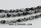 CTJ04 16 inches 4*7mm rice black water jasper beads wholesale