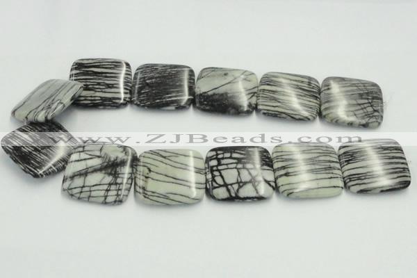 CTJ21 16 inches 40*40mm square black water jasper beads wholesale