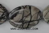 CTJ225 15.5 inches 25*35mm oval black water jasper beads wholesale