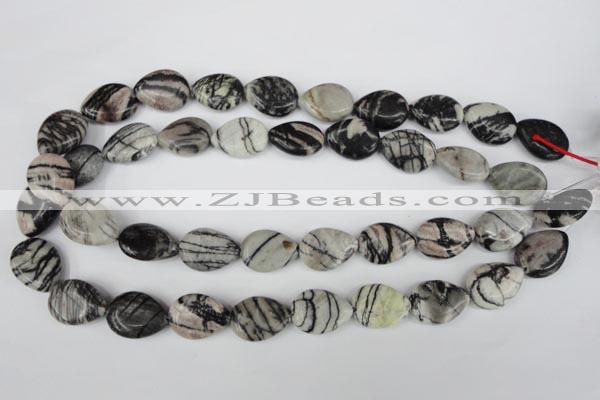 CTJ231 15.5 inches 15*20mm flat teardrop black water jasper beads