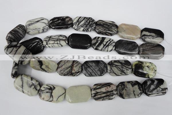 CTJ244 15.5 inches 20*30mm octagonal black water jasper beads