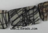 CTJ260 15.5 inches 20*30mm flat tube black water jasper beads